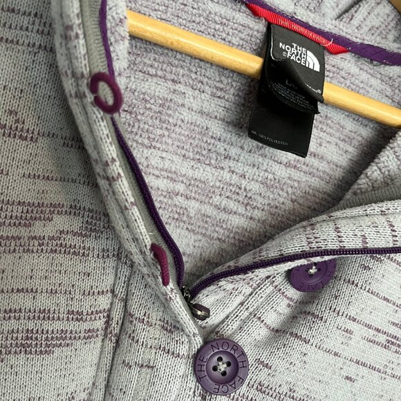 North Face. Hooded Sweater. Grey and Purple Color. Size L (Fits M). Womens. - Picture 6 of 11